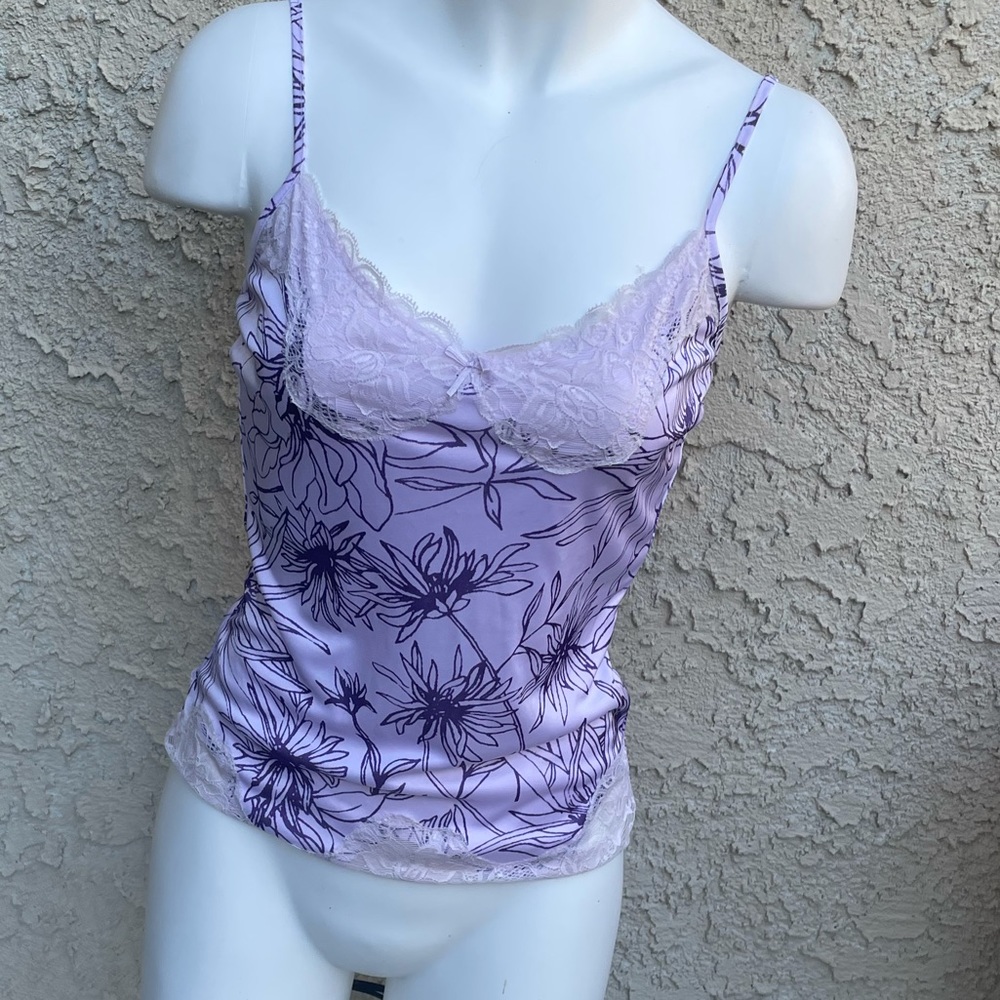 The Limited Lavender Floral Lace Trim Camisole